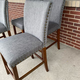 Counter Height Gray Wood-Fabric Stool - Set of 4