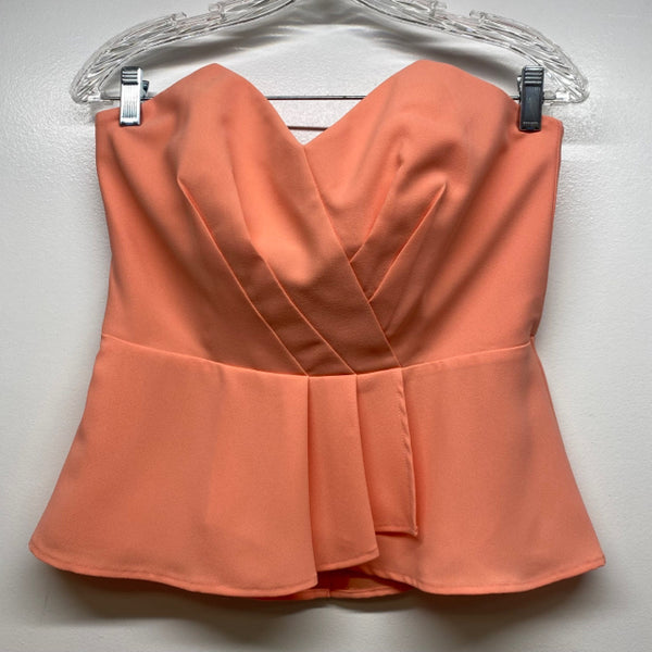 White House Black Market Size 4-S Women's Peach Solid Strapless Sleeveless Top