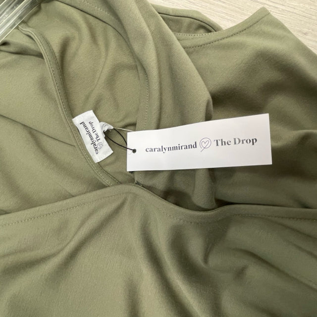 Caralynmirand X The Drop Size L-12 Women's Green Solid Faux Wrap Jumpsuit