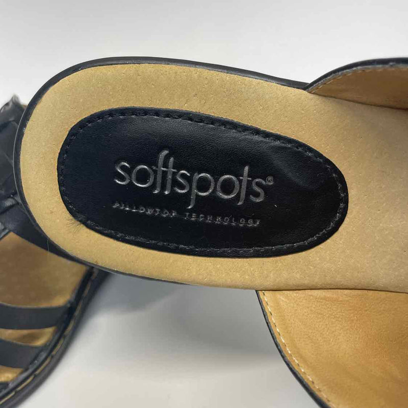 Softspots Size 8.5 Women's Black Solid Slip On Sandals