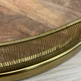 Brown-Gold Metal-Wood Tray