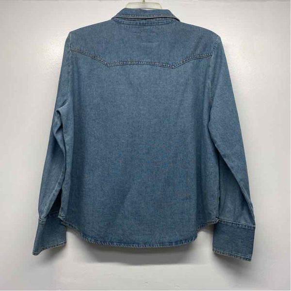 The Great Size 3-L Women's Blue Tweed Button Up Shirt