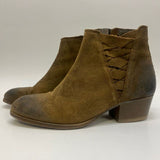 H London Size 38-7 Women's Brown Distressed Side Zip Booties