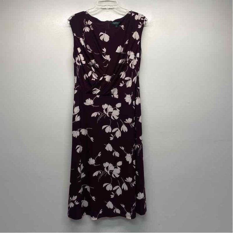 Lauren Ralph Lauren Size 12-L Women's Burgundy-White Pattern Sheath Dress