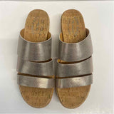 Kork-Ease Size 7 Women's Silver Shimmer Wedge Sandals