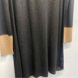 Three Dots Size M Women's Black-Brown Color Block Long Sleeve Dress