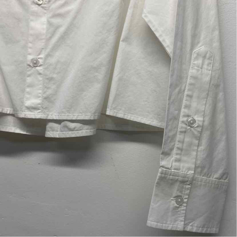 Citizens of Humanity Size M Women's White Solid Button Up Tuxedo Shirt