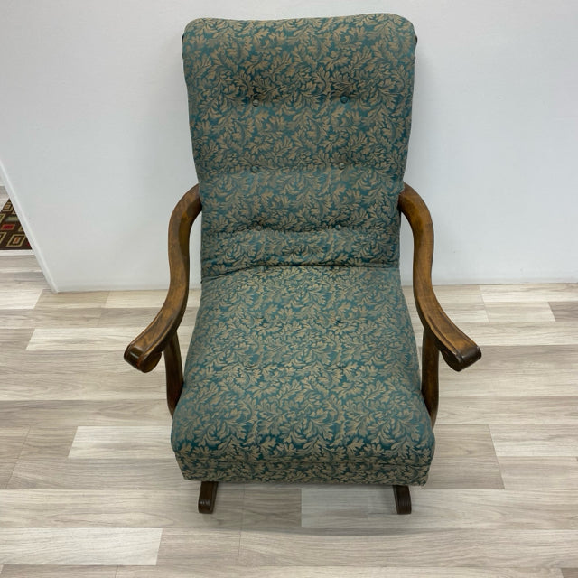 Teal-Tan Tapestry Rocking Chair