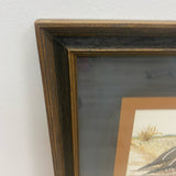 Brown Wood Framed Painting Gambel Quail by Norma J. Jepsett 1971
