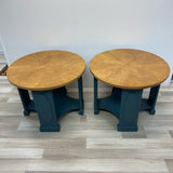 Natural Teal Wood Side Table