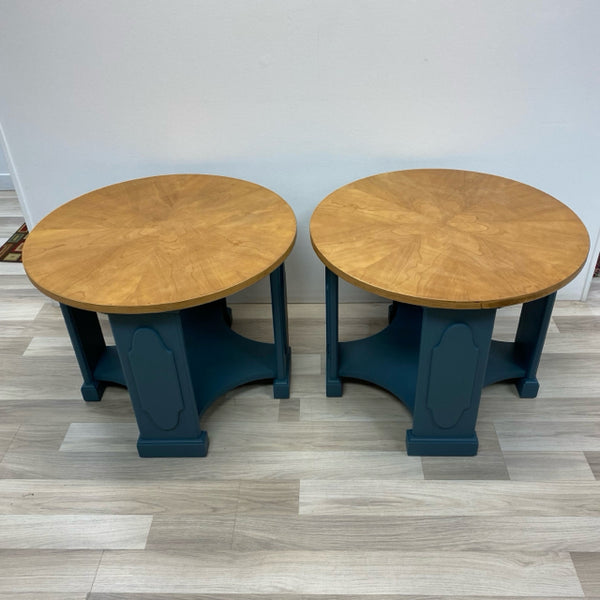 Natural Teal Wood Side Table