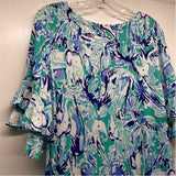 Lilly Pulitzer Size L Women's Blue-Aqua Pattern T-Shirt Dress