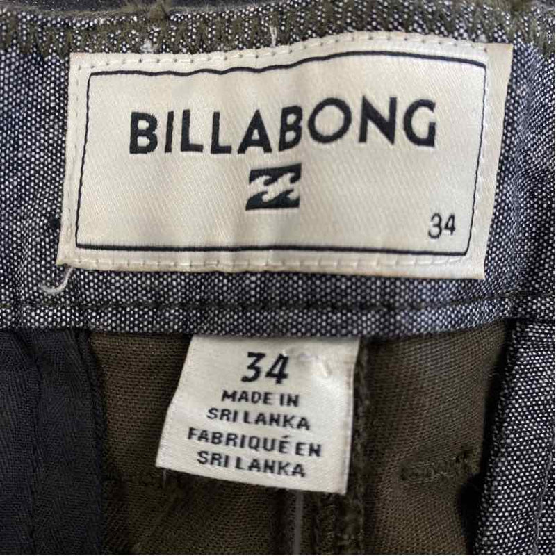 Billabong Size 34 Brown Cotton Blend Solid Men's Men's Pants