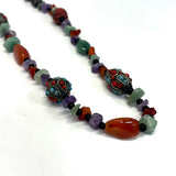 Multi beaded necklace- Amethyst, carnelian, Necklace