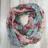 Tolani Blue-Multicolored Floral Silk Infinity Scarf