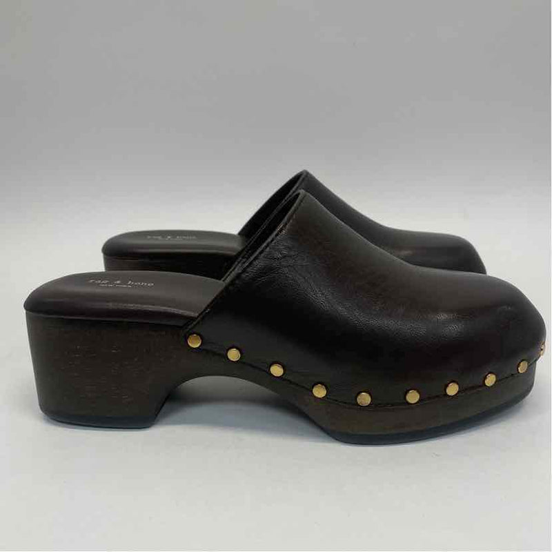 Rag & Bone Size 37-6.5 Women's Chocolate Solid Mules Shoes
