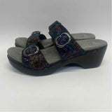 Dansko Size 38-7.5 Women's Black-Multi Iridescent Slip On Sandals