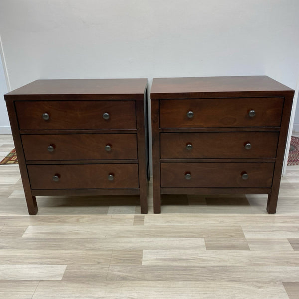 Brown Wood 3 Drawer Nightstand