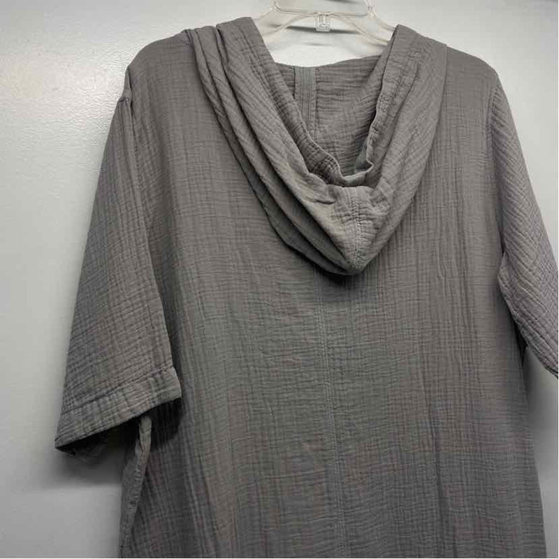 Carbon 2 Cobalt Size Xl Women's Gray Solid Shift Short Sleeve Hoodie Dress