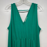 Soft Surroundings Size L Women's Green Solid Maxi-Sleeveless Dress