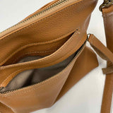 Carla Mancini Caramel Leather Pebbled Crossbody Handbag