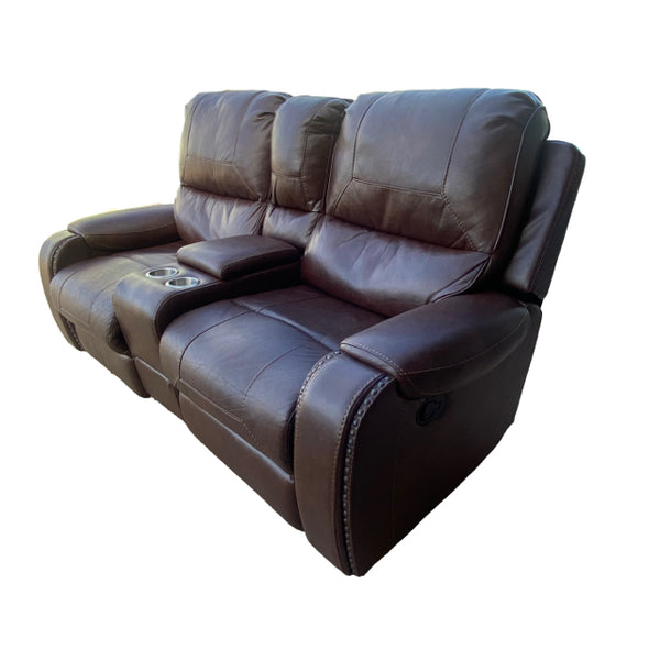 Recliner Brown Faux leather Loveseat