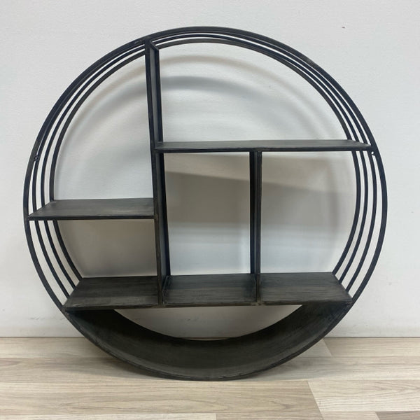 Hanging Gray Metal Round Shelf Unit