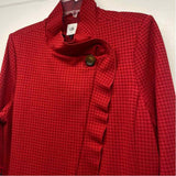 Cabi Women's Size L Red Houndstooth Cape Coat