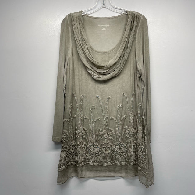 Soft Surroundings Size S Women's Sage Embroidered Pullover Long Sleeve Top