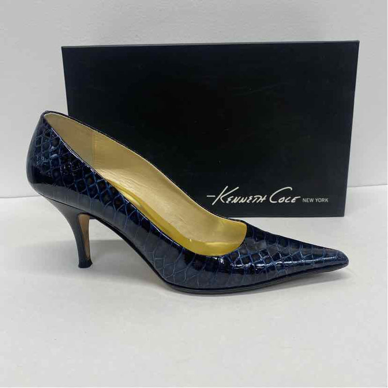 Kenneth Cole Size 6 Women's Blue-Black Animal Print Pump Shoes