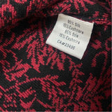 Icelandic Size L Women's Red-Black Pattern Button Up Sweater