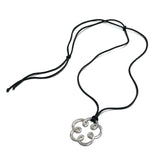 Tous Silver-Black Silver Adjustable Cord Necklace with open Flower