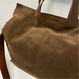 Elke Brown Suede Solid Tote Handbag