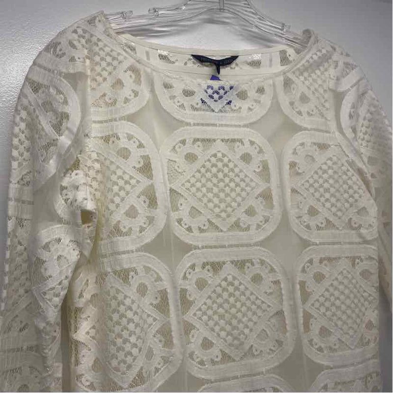 Felicity & Coco Size S Women's Offwhite Solid Long Sleeve Dress
