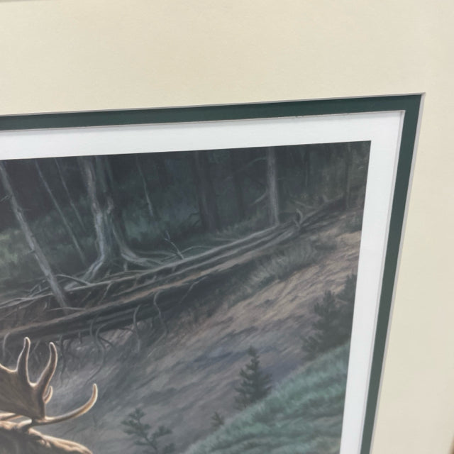 Framed and Signed Print of Bull Moose. Fall on the Yellowstone by Paul Krapf