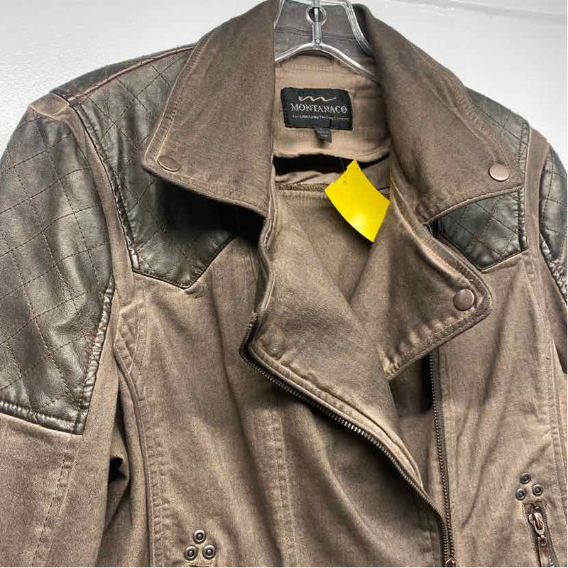 Montanaco Women's Size L Brown Solid Zip Up Jacket