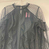 BCBGMaxazria Size L Women's Black Pattern Blouse