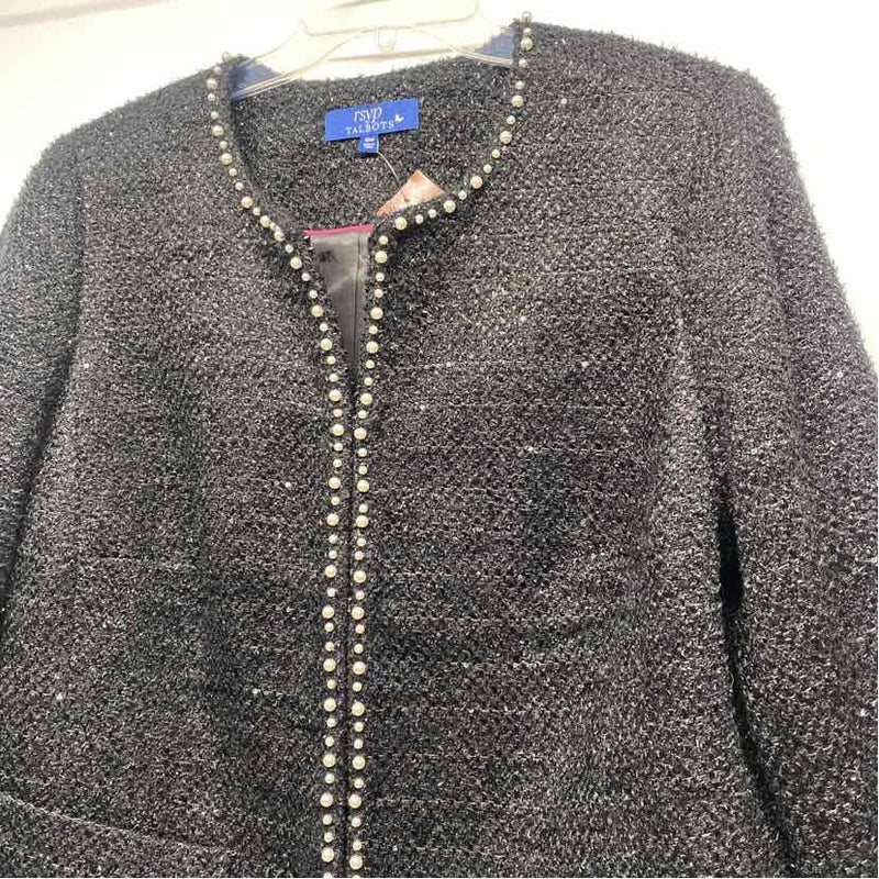 RSVP By Talbots Women's Size 16 Shimmer Black Beaded Button Up Jacket