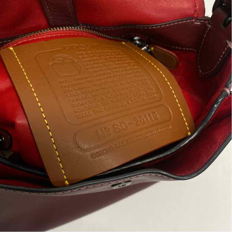 Coach Burgundy Solid Leather Crossbody Handbag