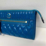 Coach Blue Patent Leather Quilted Wristlet