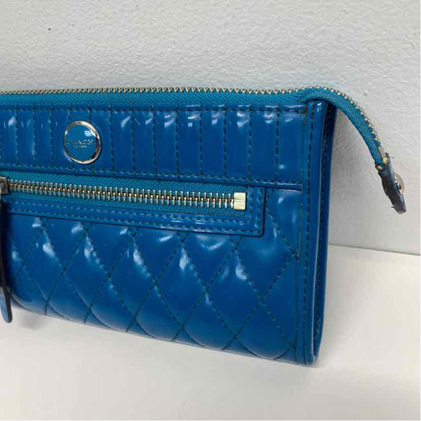 Coach Blue Patent Leather Quilted Wristlet