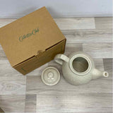 Longaberger Collectors Club Ivory Ceramic Teapot in Quilt Pattern