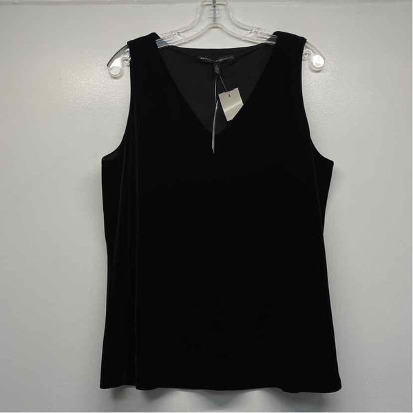 White House Black Market Size L Women's Black Solid V Neck Sleeveless Top