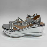 Cole Haan Size 7.5 Women's Silver Solid Strappy Sandals