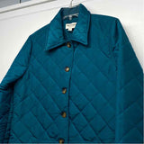 Norm Thompson Women's Size S Teal Solid Button Up Coat