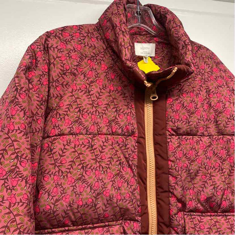 Numph Women's Size L Purple-Pink Floral Puffer Coat