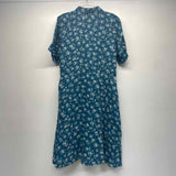 Lauren Ralph Lauren Size L Women's Blue Floral Button Up Short Slv Shirt Dress