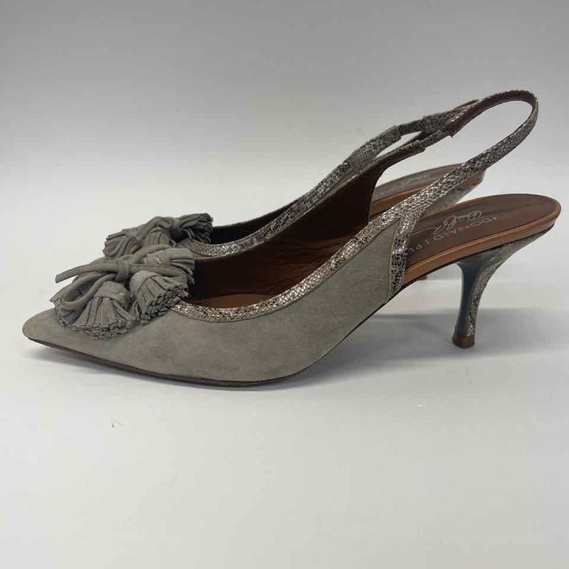 Donald J Pliner Size 8 Women's Taupe Tassels Slingback Heels