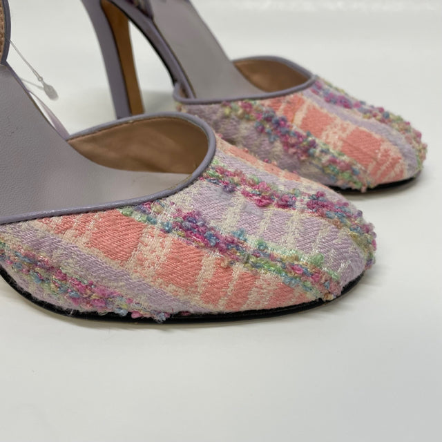 Bebe Size 6.5 Women's Purple-Multicolor Textured High Heel - Slingback Heels