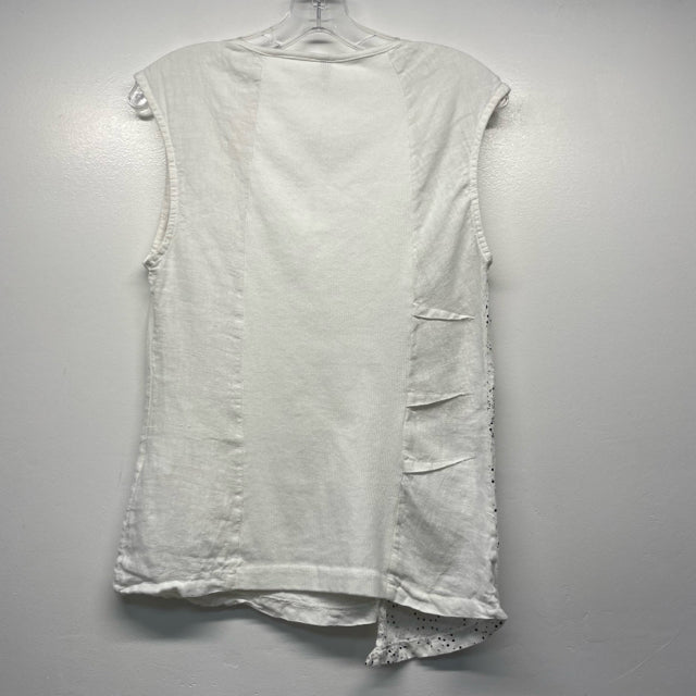 Inizio Italy Size M Women's White Patchwork Asymmetrical Sleeveless Top